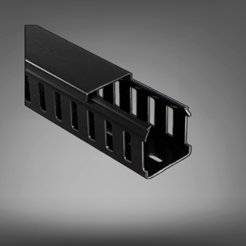 Black Slotted Trunking, W50mm x D75mm x L2000mm