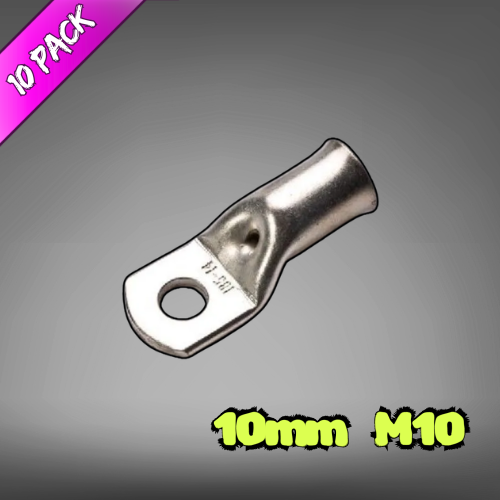 Copper Tube Lug For 10mm² Cable M10 Stud - 10 Pack