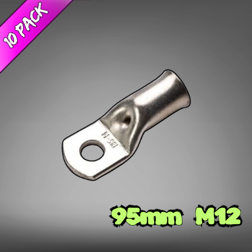 Copper Tube Lug For 95mm² Cable M12 Stud - 10 Pack