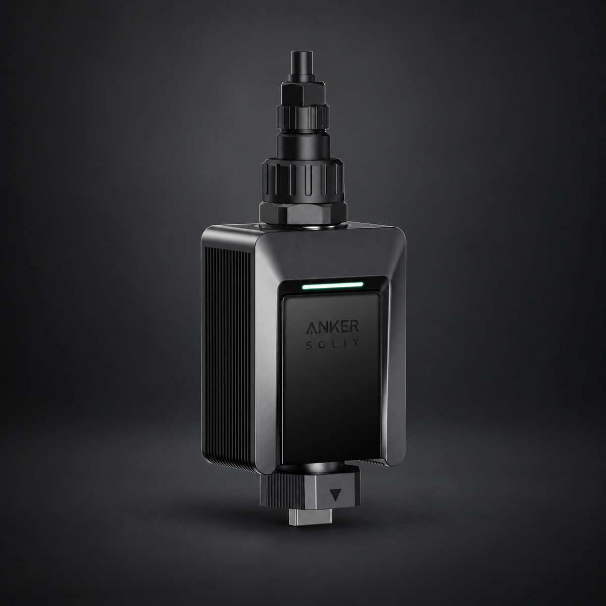Anker Solix WLAN Dongle on a dark studio background