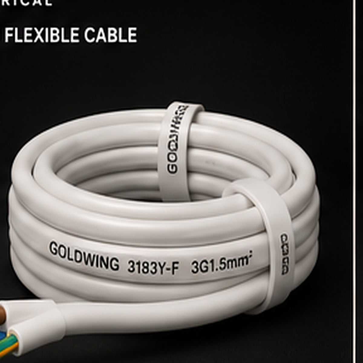 Goldwing PVC flex white 3 core 10m full-frame product image
