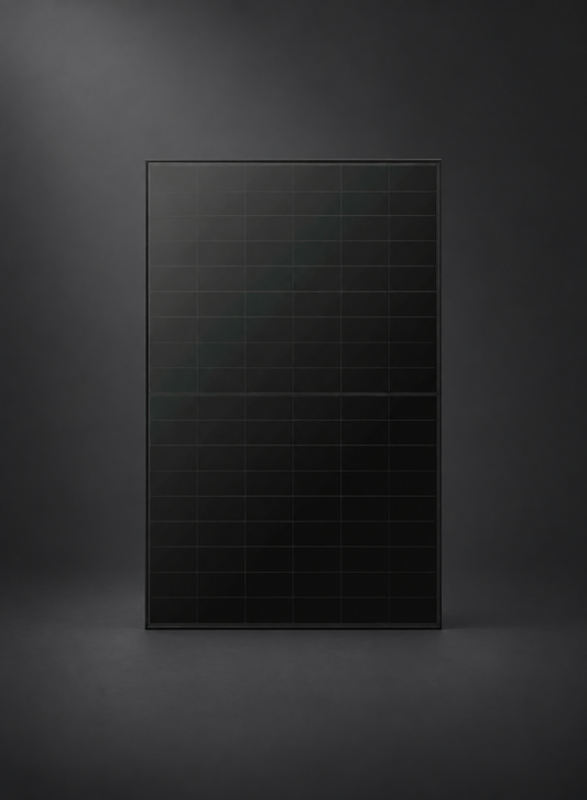 LONGi EcoLife X10 480W all-black solar panel on a dark studio background