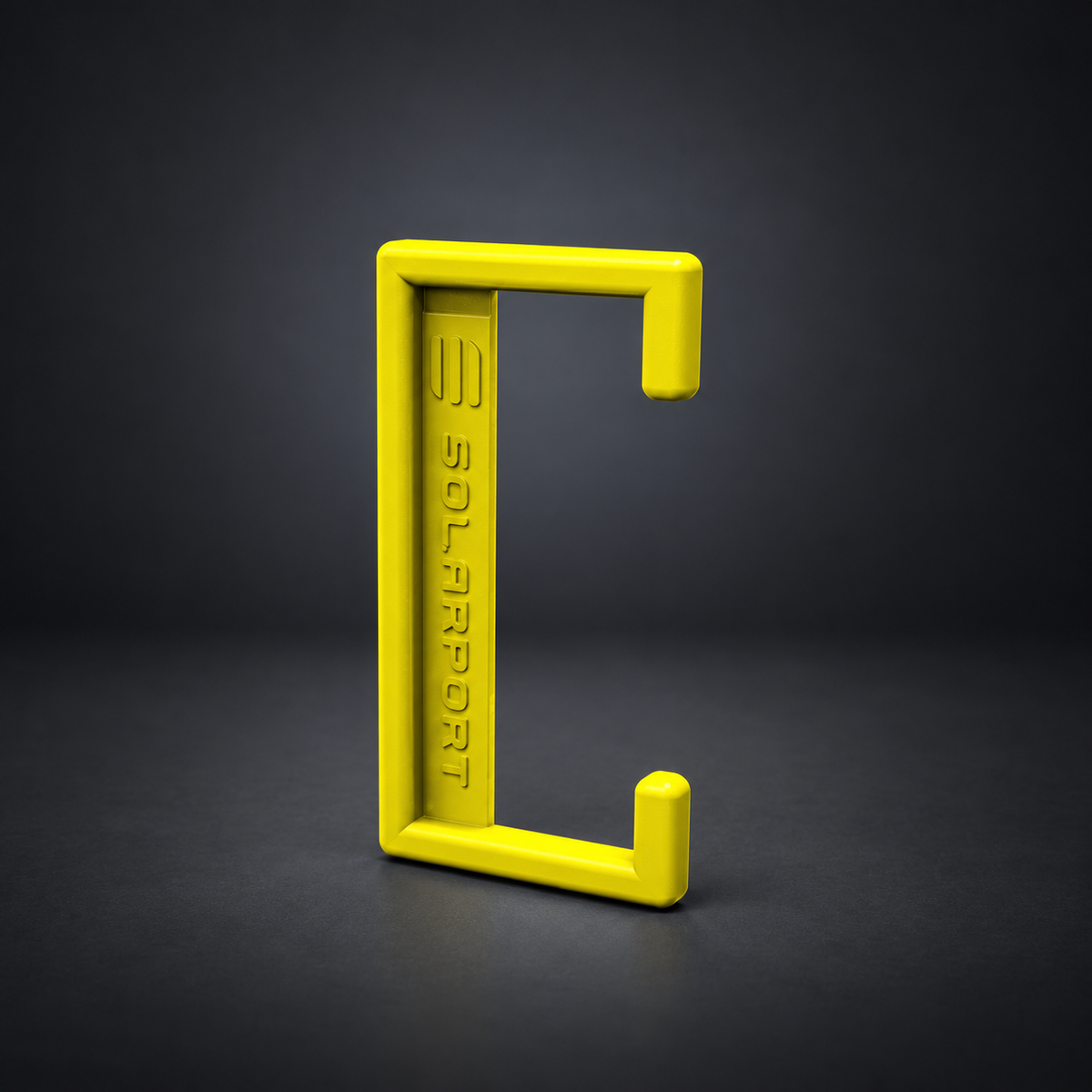 Solarport Purlin Yellow End Cap on a dark studio background