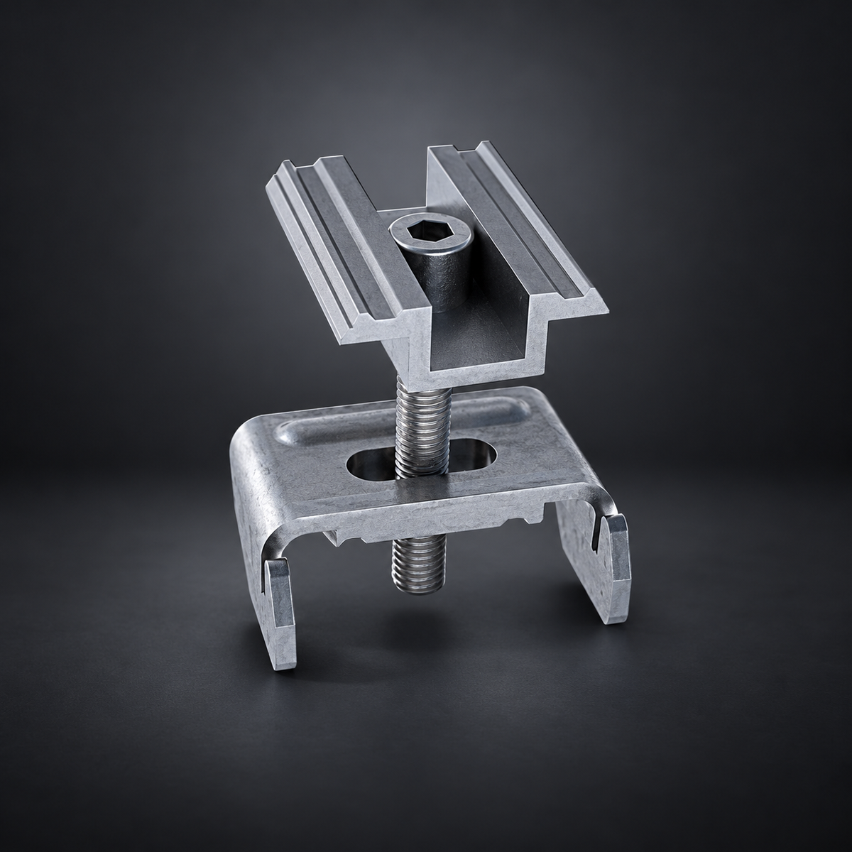 Solarport Mid Clamps - Caphead on a dark studio background