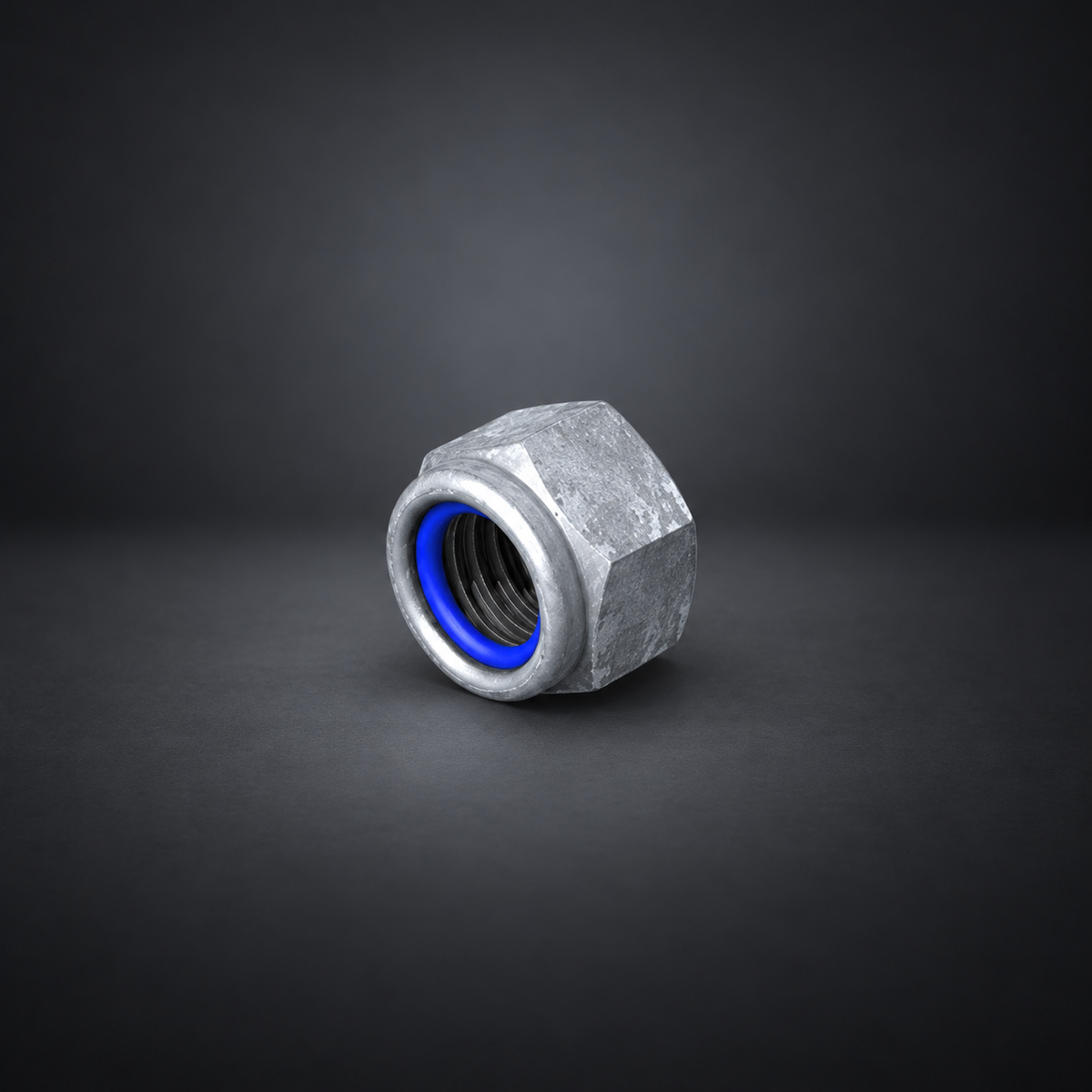 Solarport Hex Nut Nyloc HDG on a dark studio background