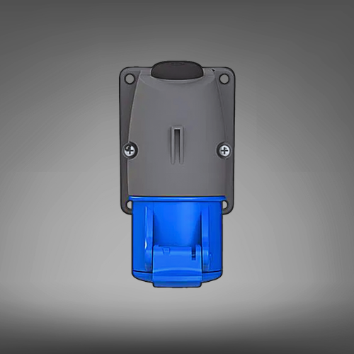 32A Panel Mount Angle Male Connector, 230V 2P+E