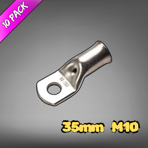 Copper Tube Lug For 35mm² Cable M10 Stud - 10 Pack