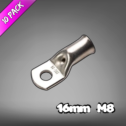 Copper Tube Lug For 16mm² Cable M8 Stud - 10 Pack
