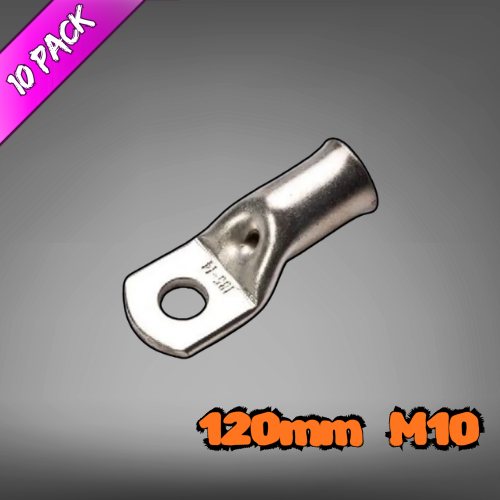 Copper Tube Lug For 120mm² Cable M10 Stud - 10 Pack