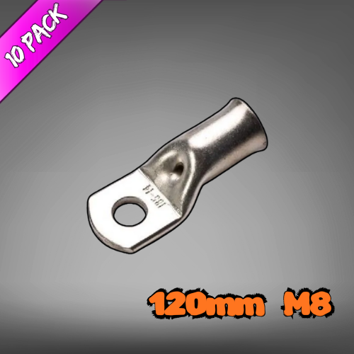 Copper Tube Lug For 120mm² Cable  M8 Stud - 10 Pack