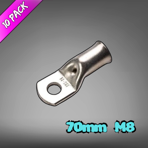 Copper Tube Lug For 70mm² Cable M8 Stud - 10 Pack