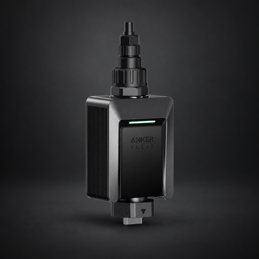 Anker Solix WLAN Dongle on a dark studio background