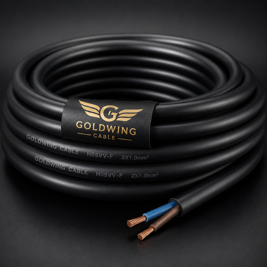 Goldwing black H05VV-F 2 core 1mm² cable full-frame product image