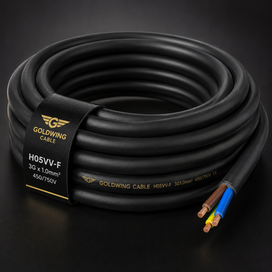 Goldwing black H05VV-F 3 core 1mm² cable full-frame product image