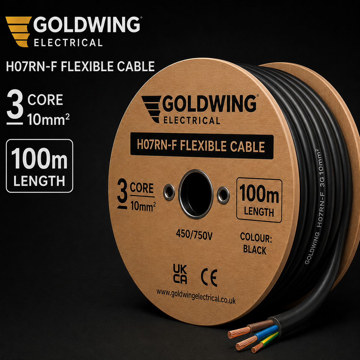 Goldwing H07RN-F 10mm² 3 core 100m full-frame product image