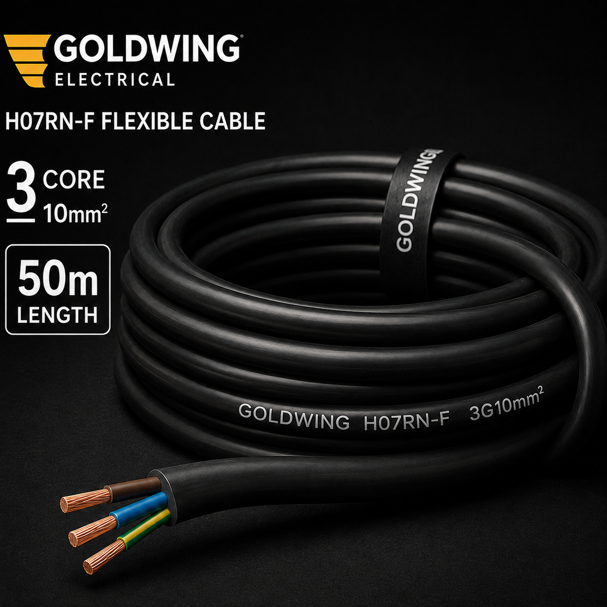Goldwing H07RN-F 10mm² 3 core 50m full-frame product image