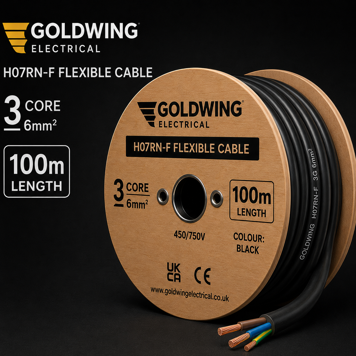 Goldwing H07RN-F 6mm² 3 core 100m full-frame product image