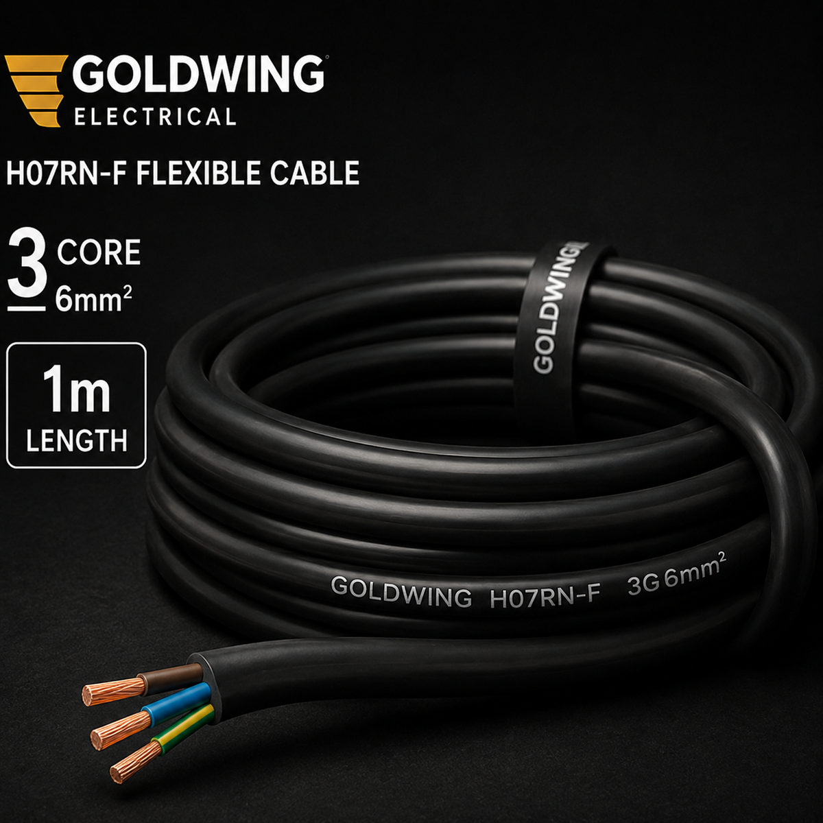 Goldwing H07RN-F 6mm² 3 core 1m full-frame product image