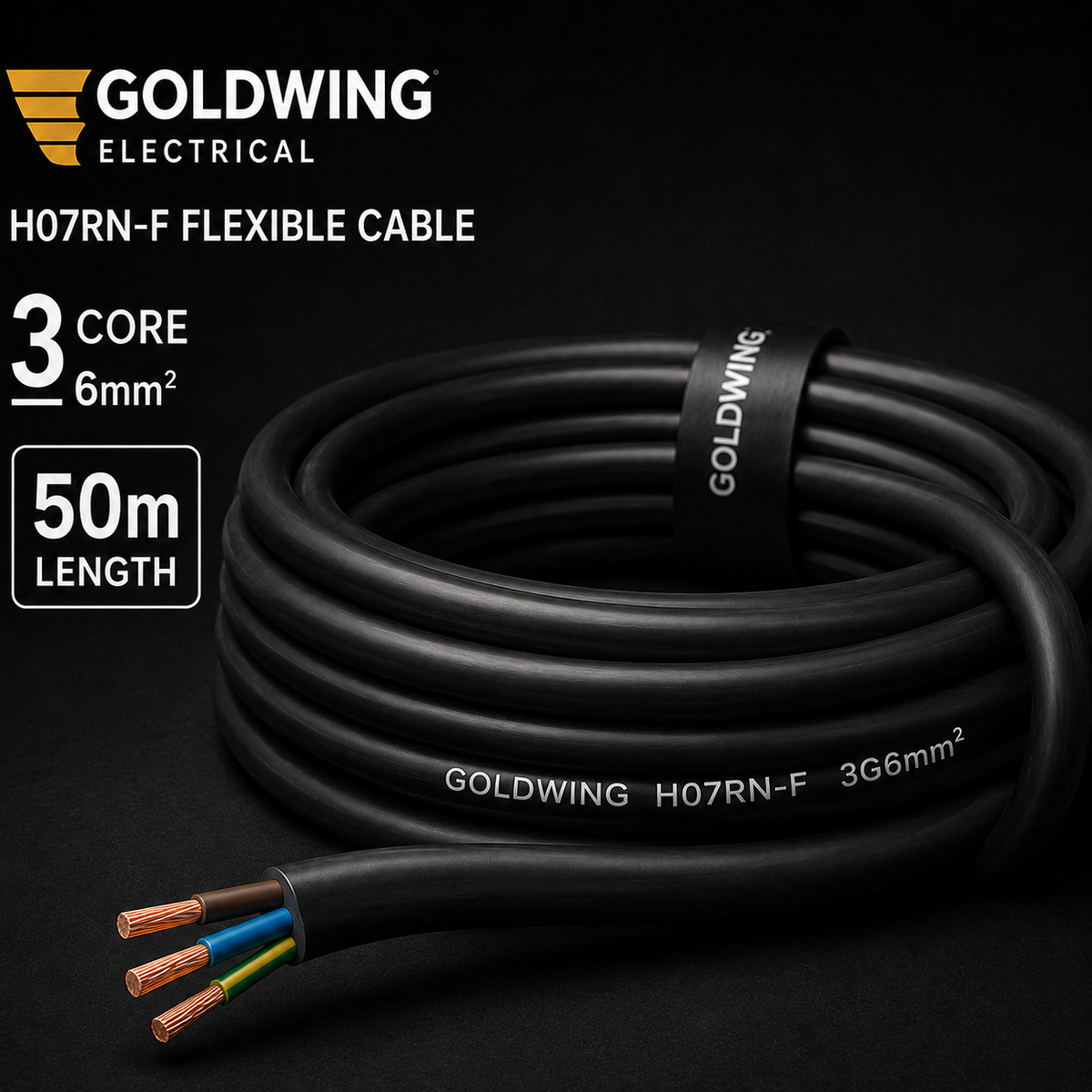 Goldwing H07RN-F 6mm² 3 core 50m full-frame product image