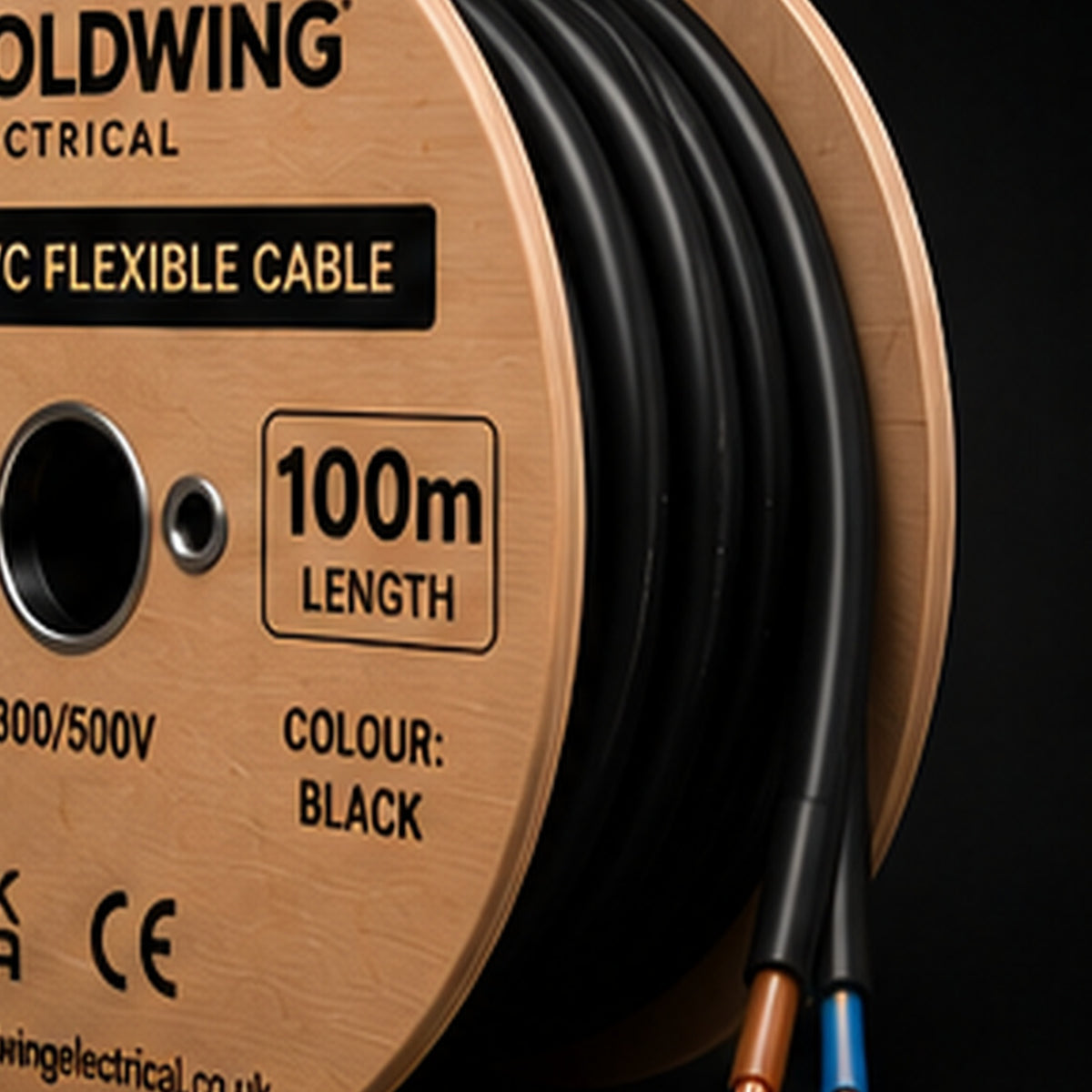 Goldwing PVC flex black 2 core 100m full-frame product image