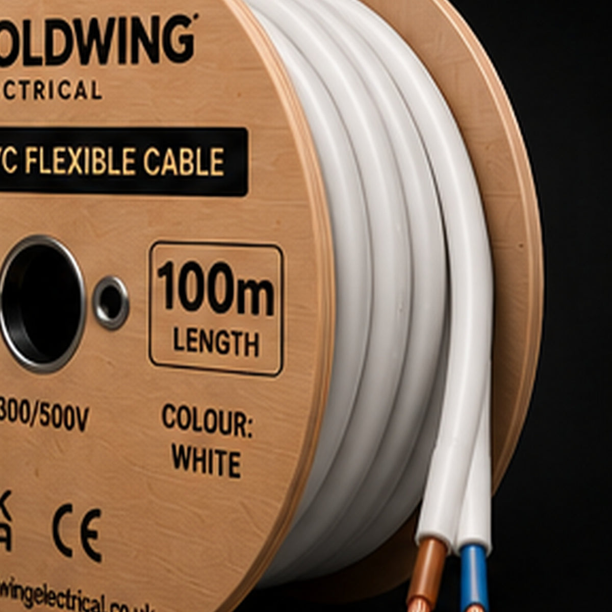 Goldwing PVC flex white 2 core 100m full-frame product image