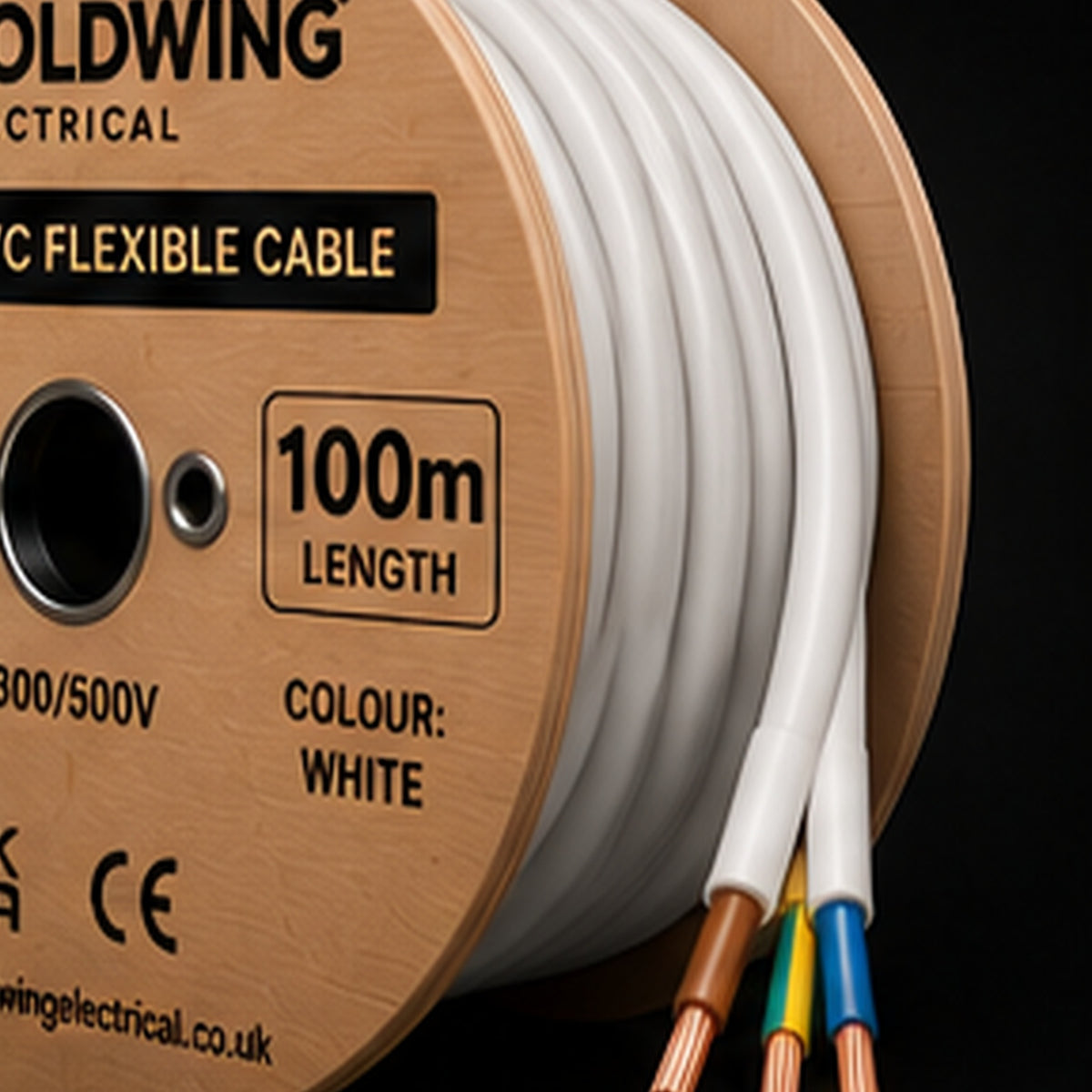 Goldwing PVC flex white 3 core 100m full-frame product image