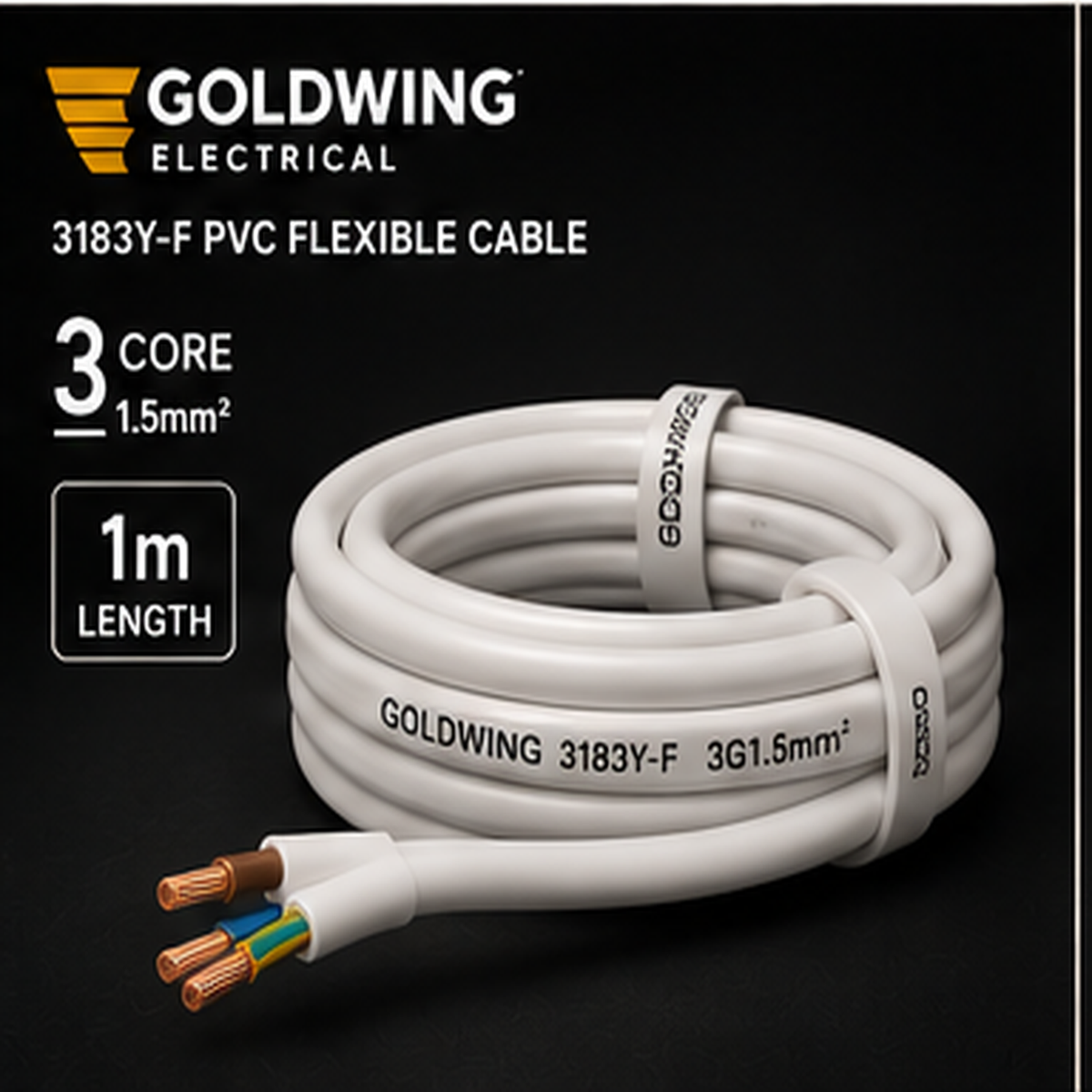 Goldwing 3183Y PVC flex white 3 core 1.5mm² 1m full-frame product image