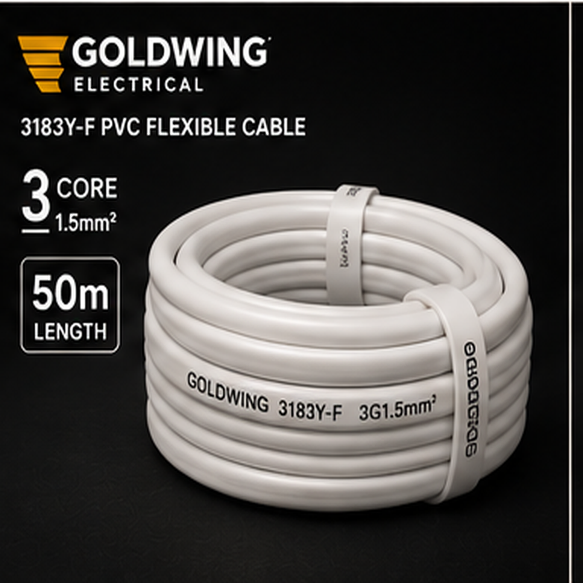 Goldwing 3183Y PVC flex white 3 core 1.5mm² 50m full-frame product image