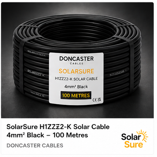 SolarSure H1Z2Z2-K 4mm² black solar PV cable 100 metres - dark studio background
