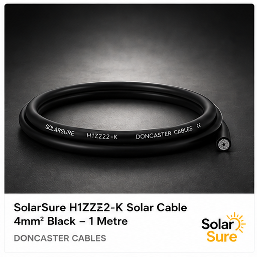 SolarSure H1Z2Z2-K 4mm² black solar PV cable 1 metre - dark studio background