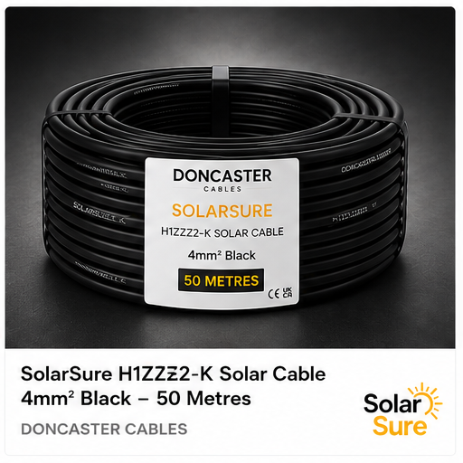 SolarSure H1Z2Z2-K 4mm² black solar PV cable 50 metres - dark studio background