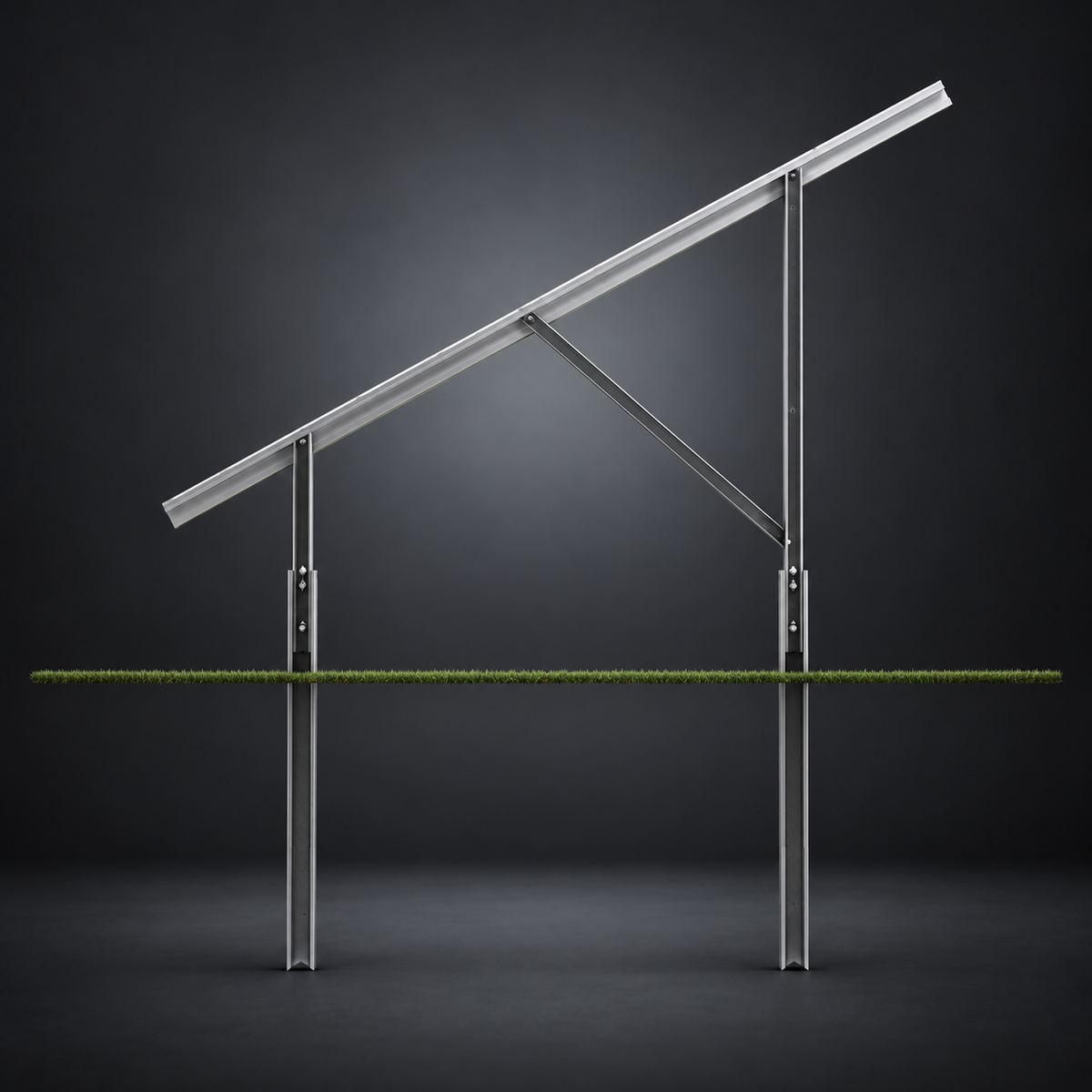 Solarport 2 meter Pile Driven Foundation Package on a dark studio background